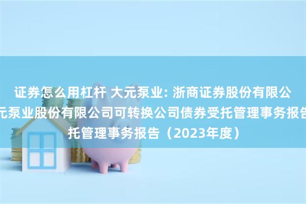 证券怎么用杠杆 大元泵业: 浙商证券股份有限公司关于浙江大元泵业股份有限公司可转换公司债券受托管理事务报告（2023年度）