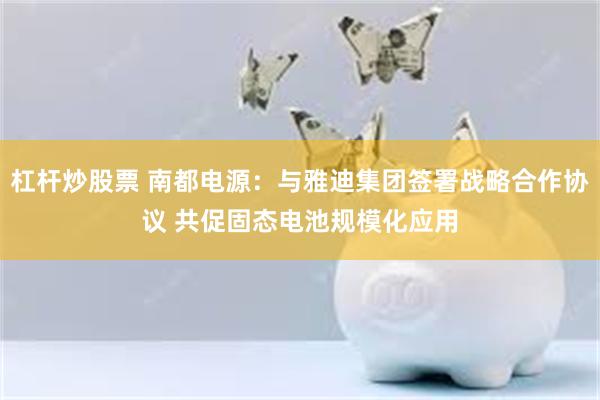 杠杆炒股票 南都电源：与雅迪集团签署战略合作协议 共促固态电池规模化应用