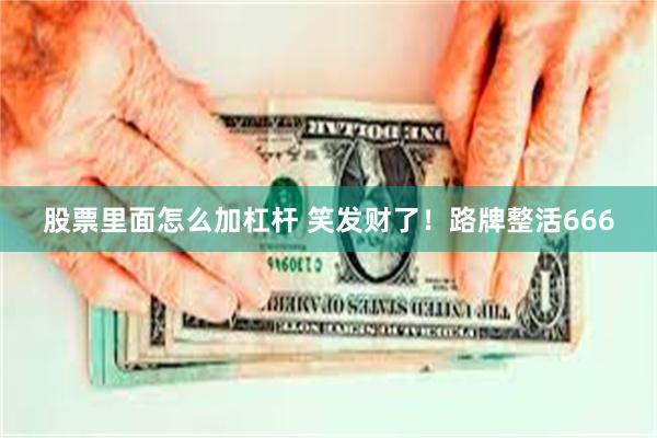 股票里面怎么加杠杆 笑发财了！路牌整活666